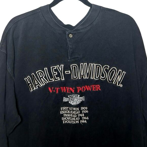 Harley-Davidson Men’s Vintage 1990’s V-Twin Power Long Sleeve Shirt Black XXL - Picture 3 of 8
